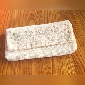 Ivory seed pearl beaded vintage clutch